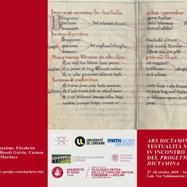 Ars Dictaminis e testualità medioevale. IV incontro annuale del progetto Dictamina (Siena, 27-28 ottobre 2025)